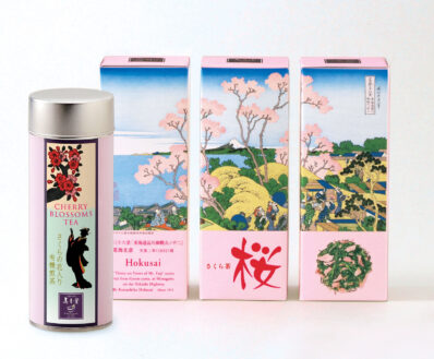jugetsudo organic sakura sencha tin and boxes